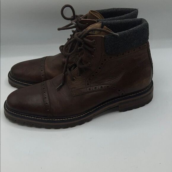 WARFIELD & GRAND Clove Brown Leather Porter Cap Toe Lace Up Boots-9.5 - Picture 3 of 9